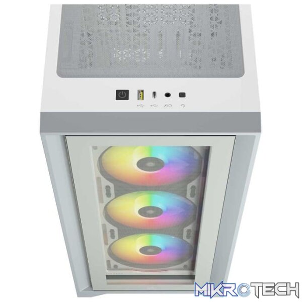 Corsair Carbide series 4000X RGB all White ATX Chassis with front+side dual Tempered glass side panel - Image 6